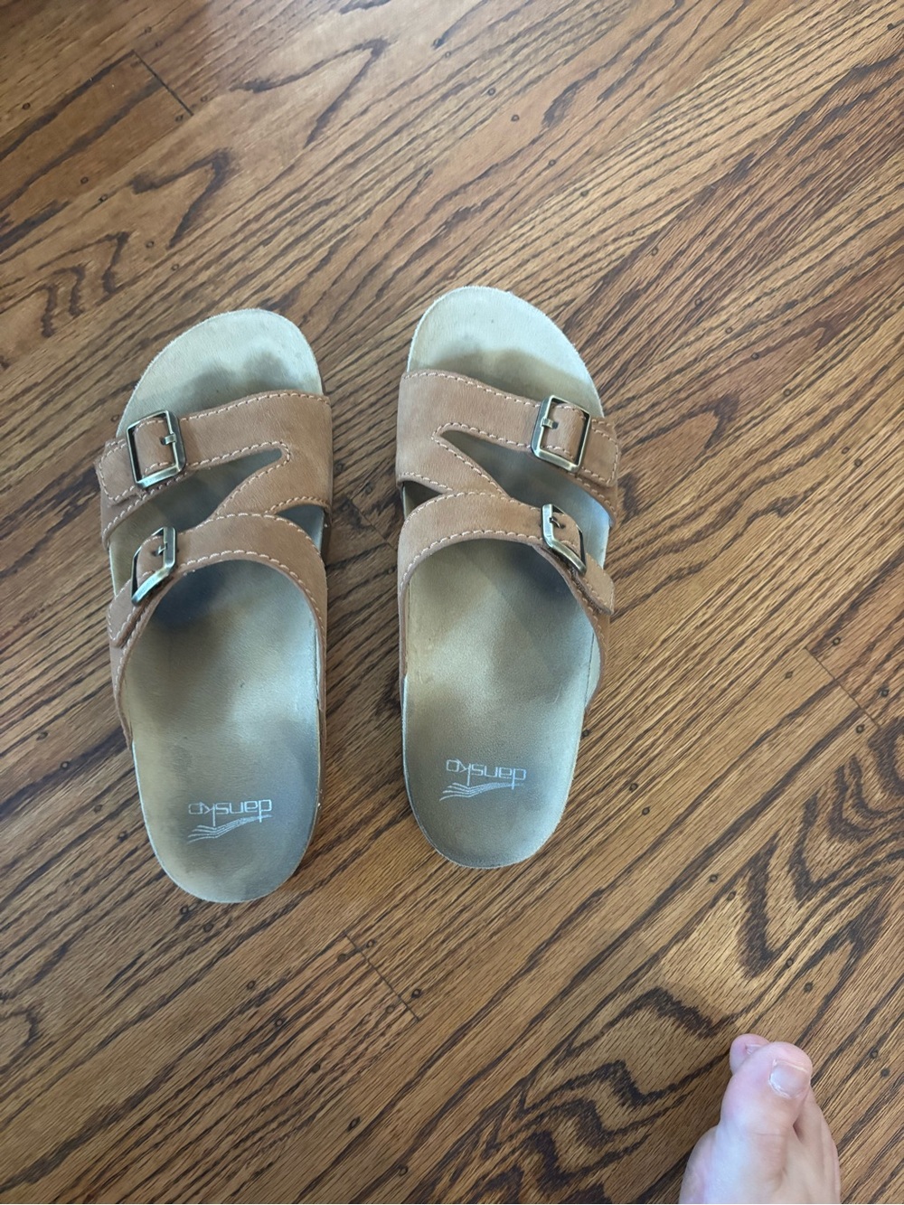 Dansko Brown Double-Buckle Suede Slides